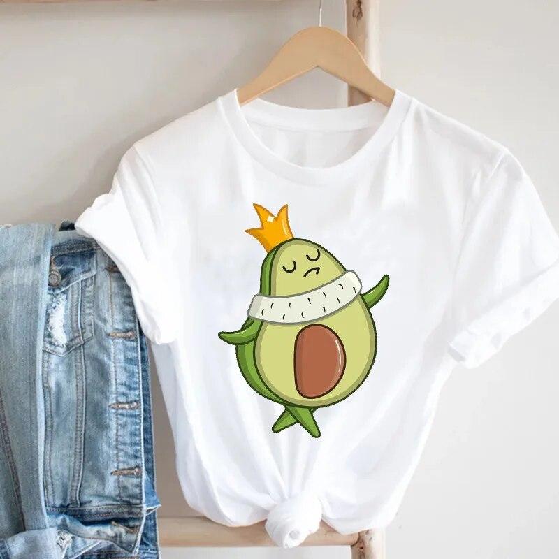Fashion Fun Retro Top Women Summer Avocado Graphic t shirts 90s Girl Harajuku White Short Sleeve tee shirt femme  3XL