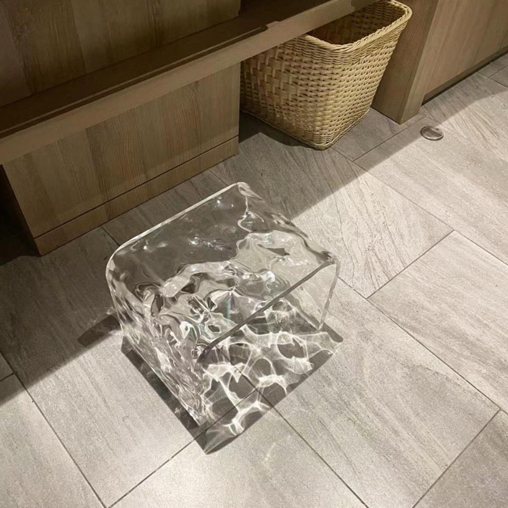 Water Ripple Acrylic Stool, Shoe Changing Stool, Footstool, Bathroom Stool, Makeup Stool, Leisure Seat Chair, Furniture