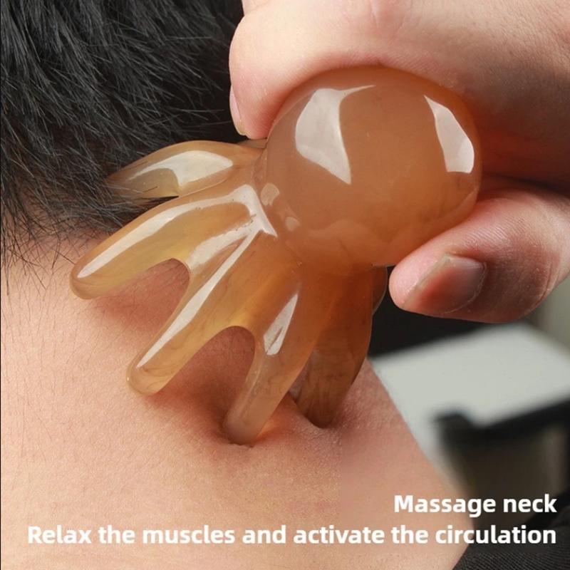 Resin Octopus Scalp Massage Comb – Meridian Stimulating Gua Sha Brush for Relaxation, Stress & Fatigue Relief