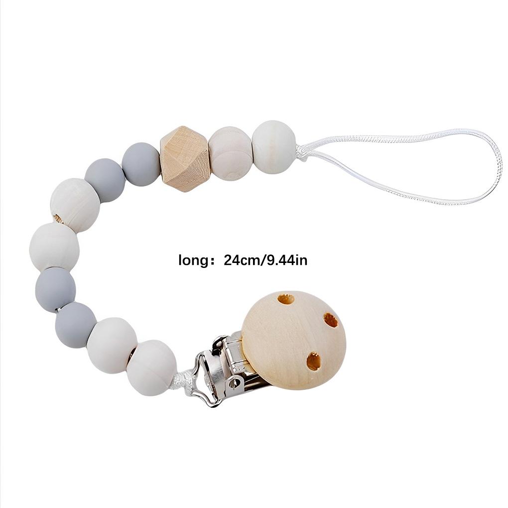 Silicone Clip Chain Smooth Wooden Clip Heads Easy To And Clean Silicone Beads Baby Clip