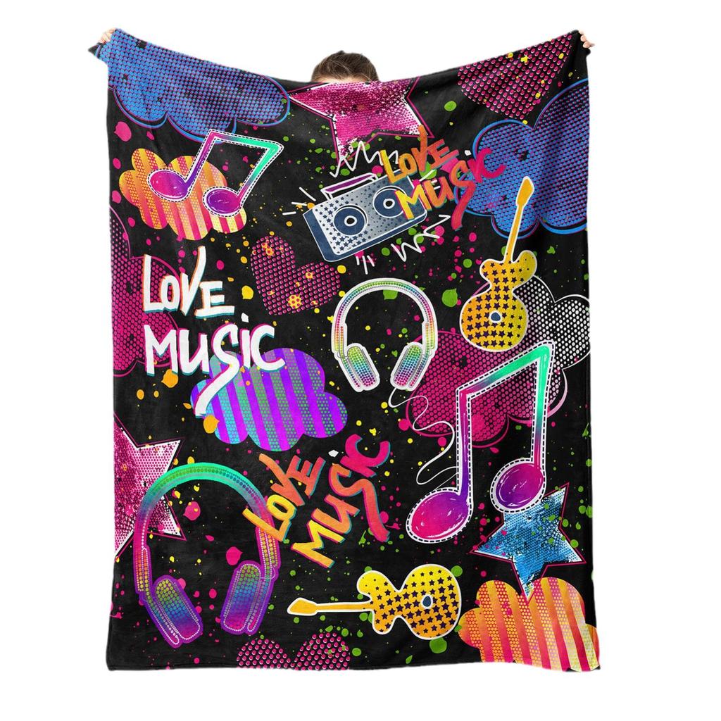 Rock Music Blanket Electric Guitar Punk Style Air Conditioning Blanket Office Nap Blanket Flannel Blanket