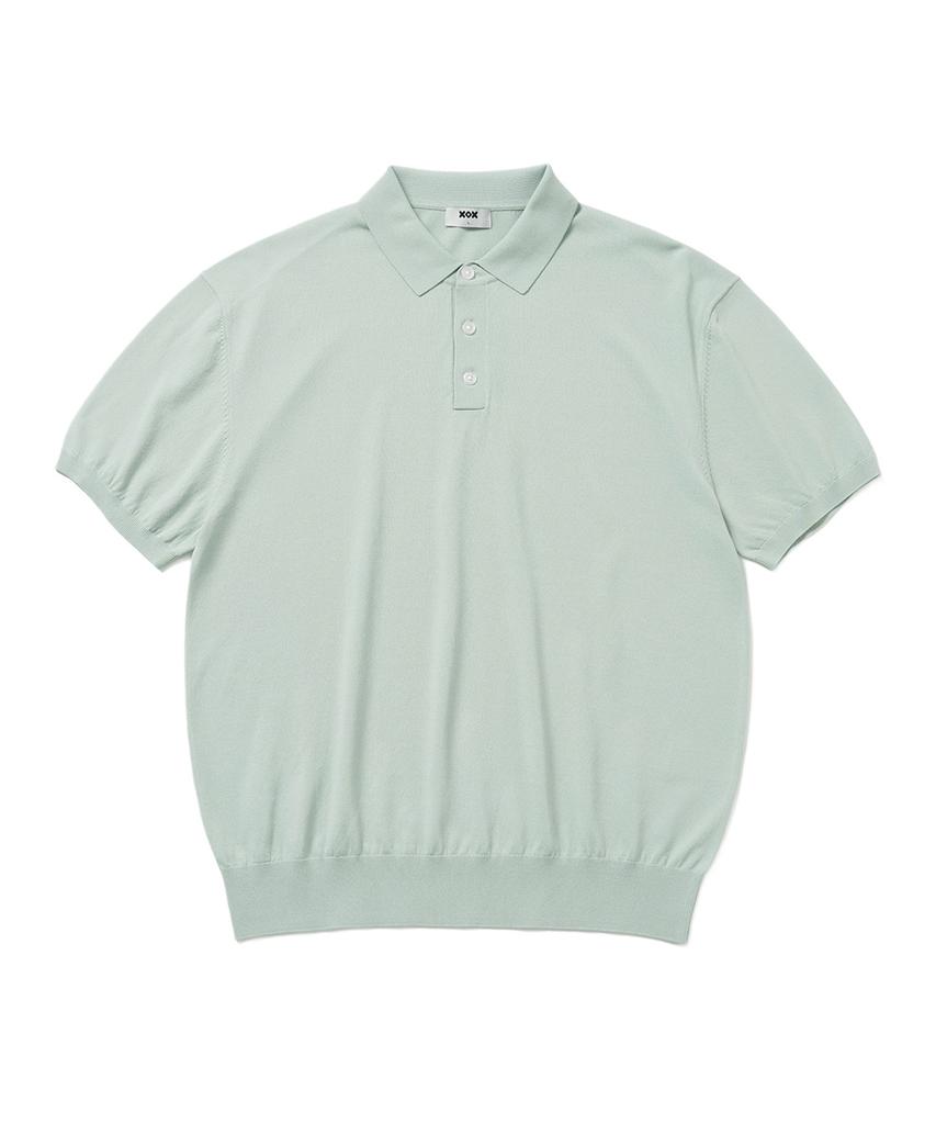 XOX Button Collar Summer Cool Crop Short Sleeve Knit [Mint]