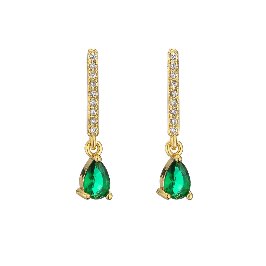 Colorful Zircon Waterdrop Pendant Hoop Earrings Fashion Jewelry For Women