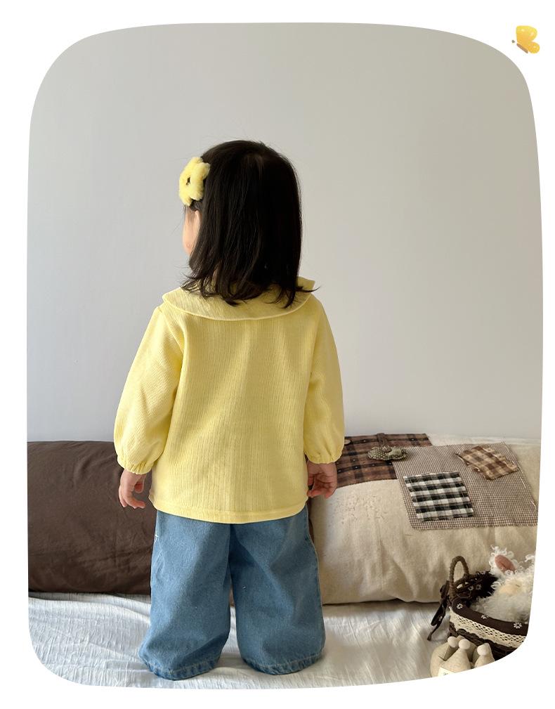 2025 Girls' Korean Style Peter Pan Collar Cardigan - Fashionable Spring/Autumn Baby Outerwear Top Set