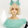 Wolf Ears and Tail Set Furry Foxes Ear Headband with Wolf Foxes Tail Halloween Animal Cosplay Costumes Adult Teen Kids