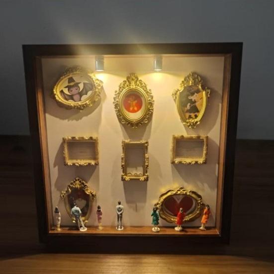 DIY Mini muzeum Siluetní krabička se světlem Vlastní rámeček na fotografie Vzpomínkový displej Personalizovaná DIY Shadow Box sada rámečků s mini rámečky na výročí Domov