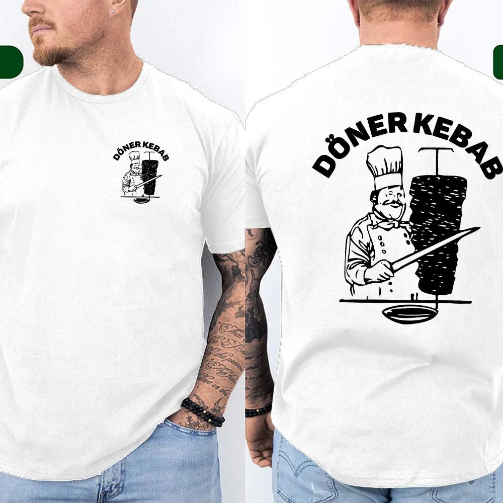 Summer Sporty Men‘sWomen's Doner Kebab Print T-Shirt Short Sleeve Funny Vintage Unisex Top Tees Pure Clothing