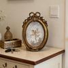 Photo Frame Retro Design Desktop/Hanging Picture Holder Ornate Oval for Wedding Home