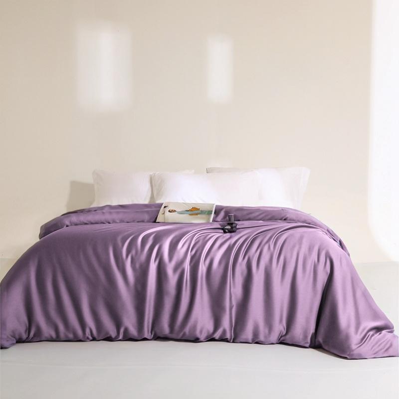 Natuurlijke Moerbeizijde Dekbedovertrek Effen Zacht Huidvriendelijk Dekbedovertrek Voor Eenpersoons Tweepersoons King Size Beddengoed 2pcPillowcase48x74cm paars