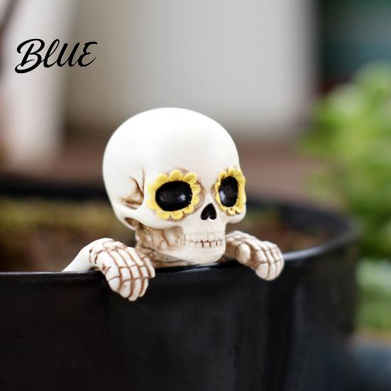 Cool Plant Decorations Skeleton Flower Pot Hugger Resin Skull Planter Statue with Eyes Mini Funny Garden Statues Flowerpot Ornament for Halloween