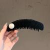 Elegant Retro Black Velvet Pearl Banana Hair Clip - Hepburn Style Hairpin