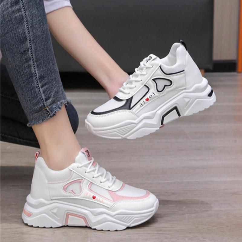 Fashion 2025 New Spring Autumn Thick Bottom Lace-up Sneakers Women Breath Lightweight Wedge Sports Shoes Comfortable Leisure Shoes