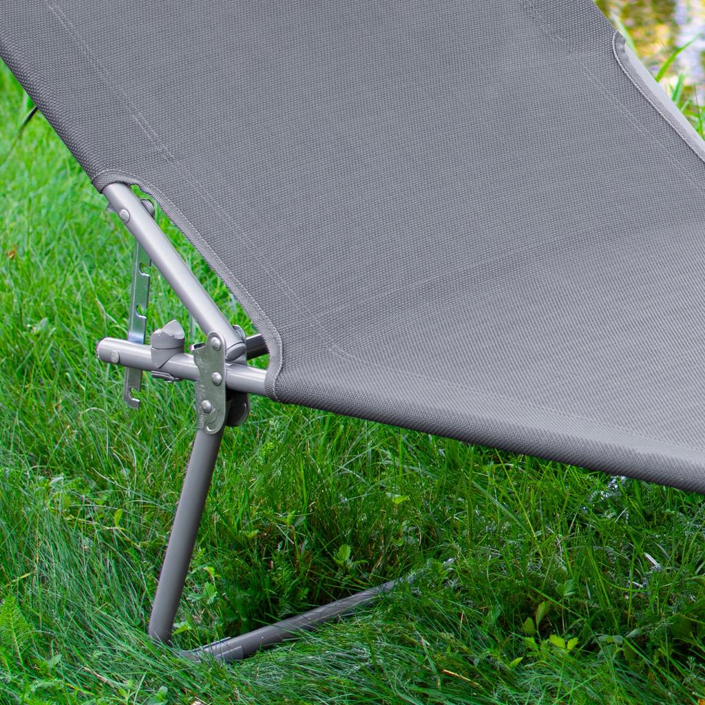 Foldable Garden Lounge With Roof Grey Steel Beach Chair Sun Chair
