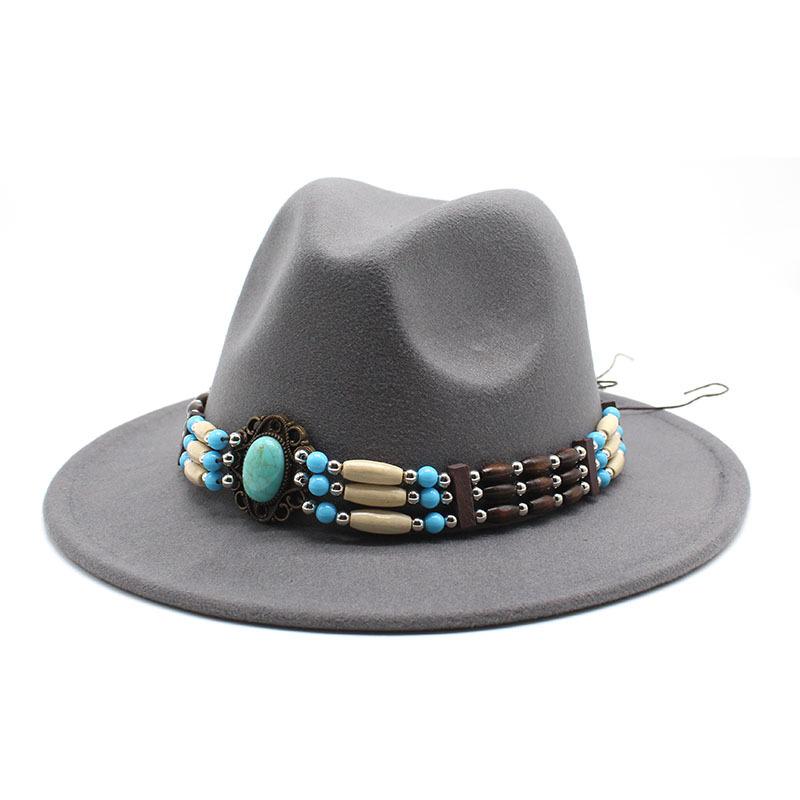 Jazz Hat Woolen Imitation Wool Felt Hat Neutral Versatile Top Hat Men'S And Women'S Cowboy Hats