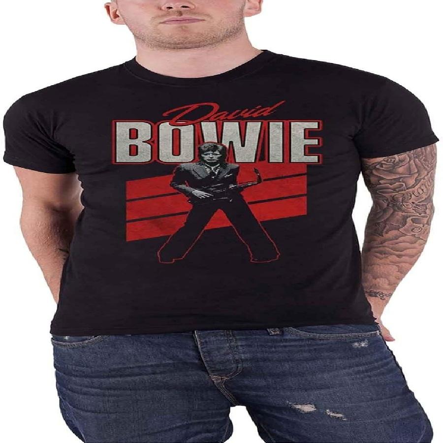 Футболка David Bowie Красный Саксофон Ретро Логотип Новая Официальная Мужская Черная S