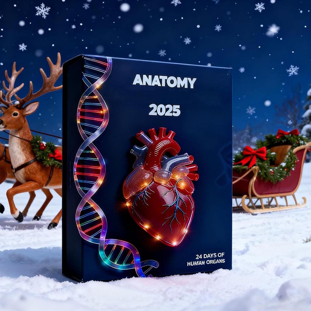 Anatomie Adventskalender Weihnachten 24-Tage 2D Acryl Anhänger Lustige Menschliche Anatomie Miniaturen für Ärzte Krankenschwestern Lehrer Studenten