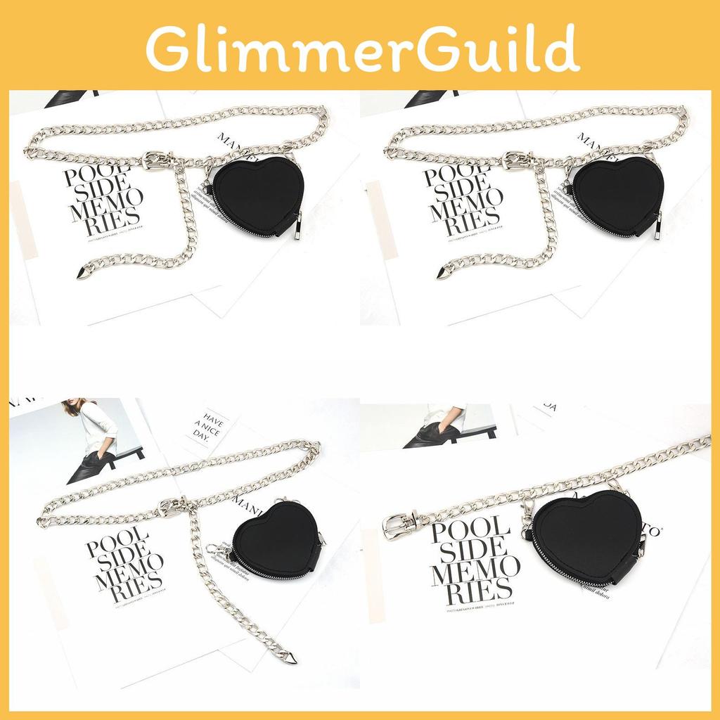 Fashion Metal Women Waist Chain With Detachable Heart Shaped Bag Pendant For Outdoor Wear
