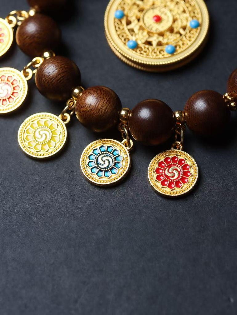 Five Gods Agarwood Car Pendant: High-End Fuso Red Soil Abacus Lock Accessory