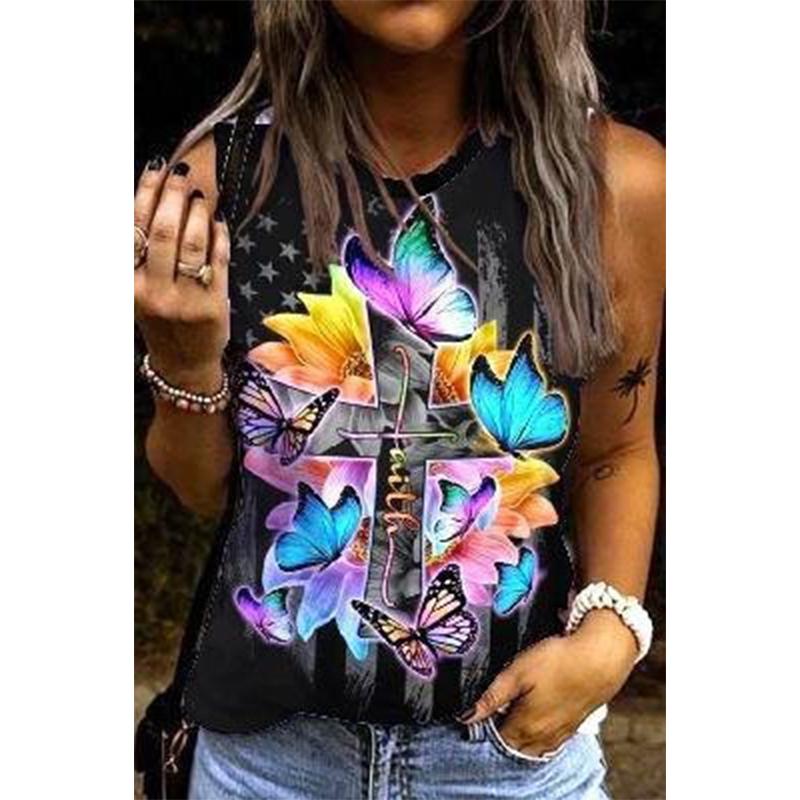 Soccer Mom Tie Dye Floral 3D Print Tank Top New Women Streetwear Y2k Tops Oversized Vest Off Shoulder Female Sleeveless Camisole