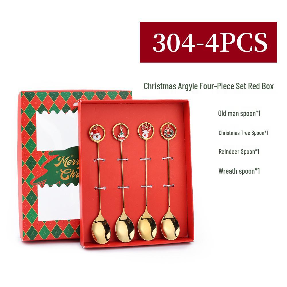 J Creative Christmas Reindeer Spoon & Fork Set - Cute Dessert & Coffee Stirring Gift