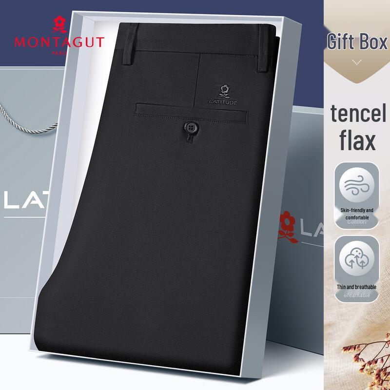 

MONTAGUT Men s Linen-Tencel Blend Stretch Casual Pants 33