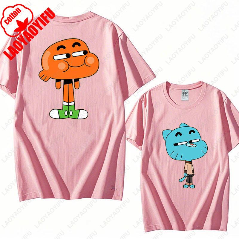 Animace Kreslený Gumball a Darwin Potisk Tričko Úžasný Svět Gumballa Tričko Nové Léto 2025 Kawaii Muž Žena Bavlněná Trička