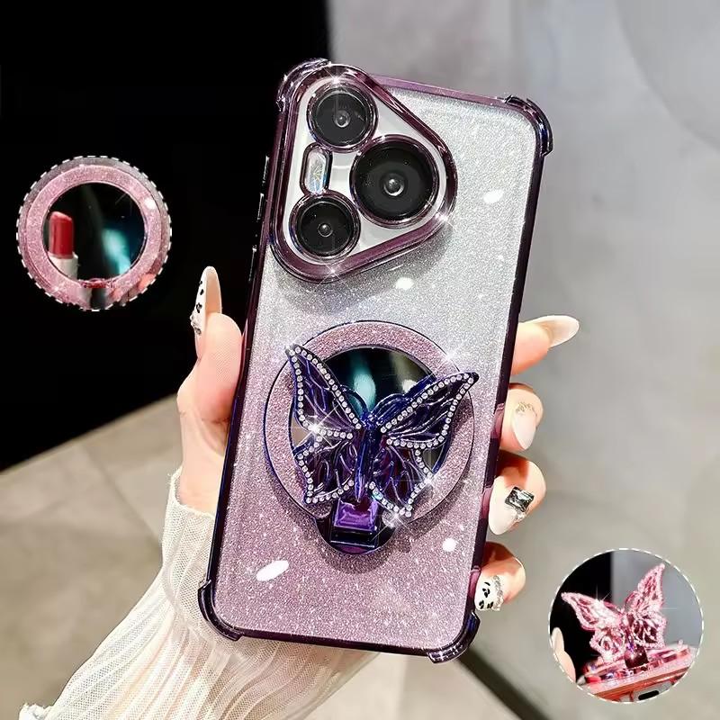 Shockproof Mirror Butterfly Glitter Phone Case For Samsung Galaxy A04E A04S A04 A14 A24 A34 A54 A13 4G A23 A33 A53 A73 5G Cover