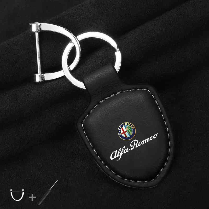 

For Alfa Romeo 2026 Hot Sticker For Alfa Romeo 159 156 147 Mito Giulia Giulietta Tonale Accessoriess Car Shield Leather Keychain чёрный