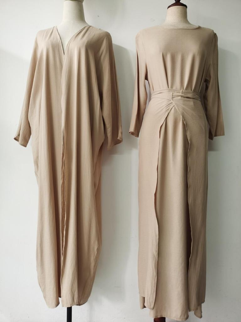 Elegant European & American Solid Color Cardigan Three-Piece Set for Middle East 