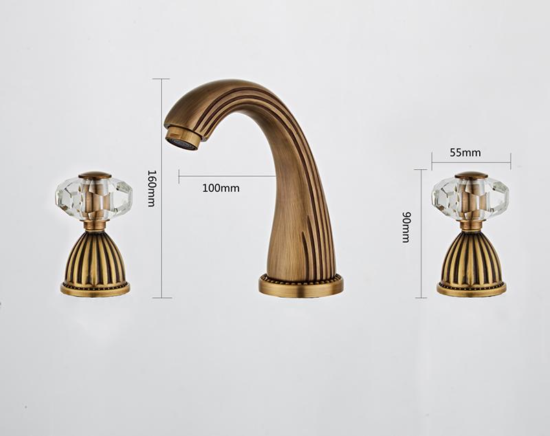 Rubinetto per Lavabo Grigio Canard Rubinetto per Lavabo da Bagno a 3 Fori a Larga Apertura Oro/Nero/Cromo Miscelatore per Lavabo Rubinetto Acqua Calda e Fredda Nuovo