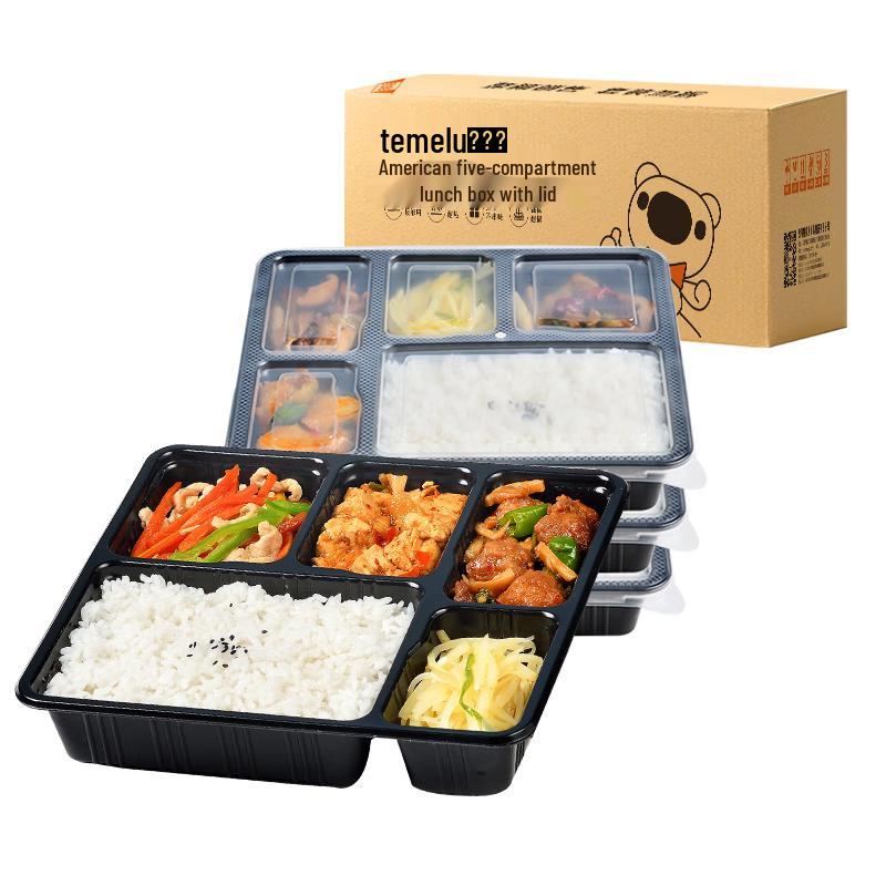 Temeiju Thickened 5-Compartment Disposable Microwaveable Lunch Boxes