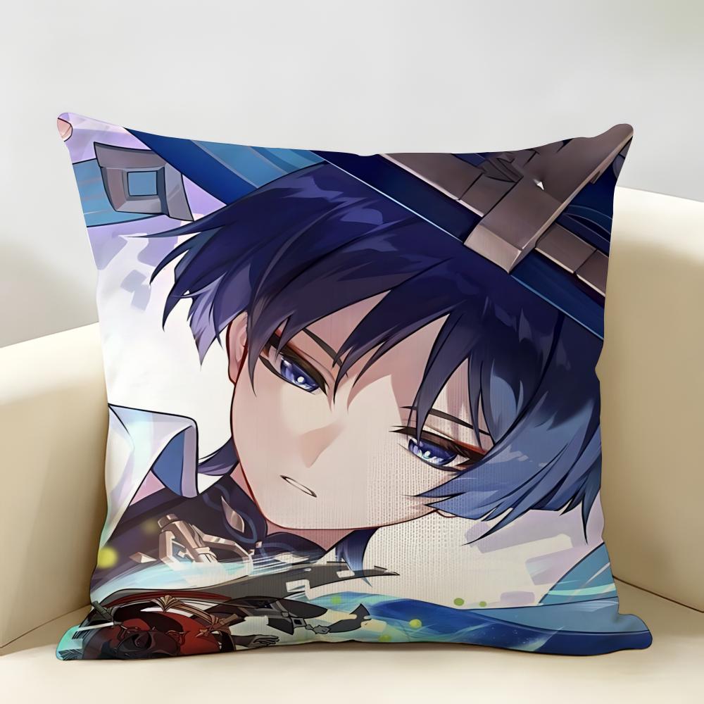Wanderer Genshin Impact Cushion Cover Natural Linen Organic Fabric DoubleSided Printing Room Sofa Decor Pillow Case