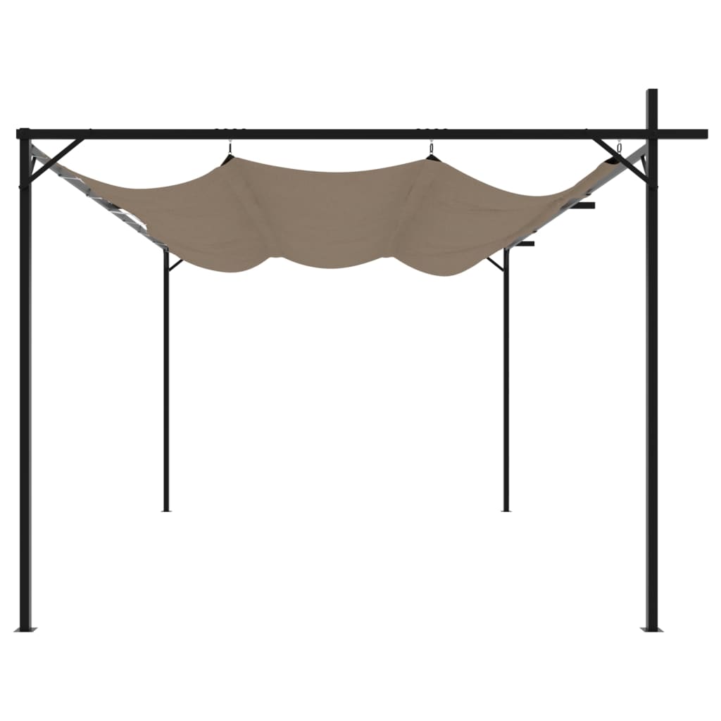 Pergola with Sliding Roof Taupe 395x292x230 Cm