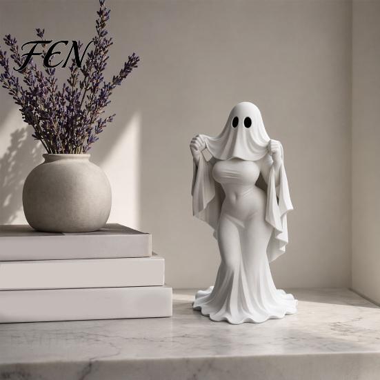 3D Printed Figurine Ghost Lady Ornament, Durable PLA Printing Halloween Figure, Smooth Surface Collectible Full of Mystery Collectible, for