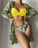 Swimsuit three-piece outerwear women's bikini split women's bikini sexy lace trend