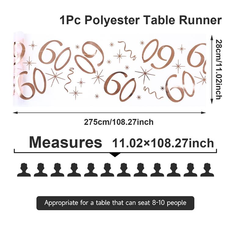 18 30 50 60 70th Birthday Table Runner Birthday Table Party Supplies Rose Gold Hot Stamping Mesh Table Runner Birthday Decor