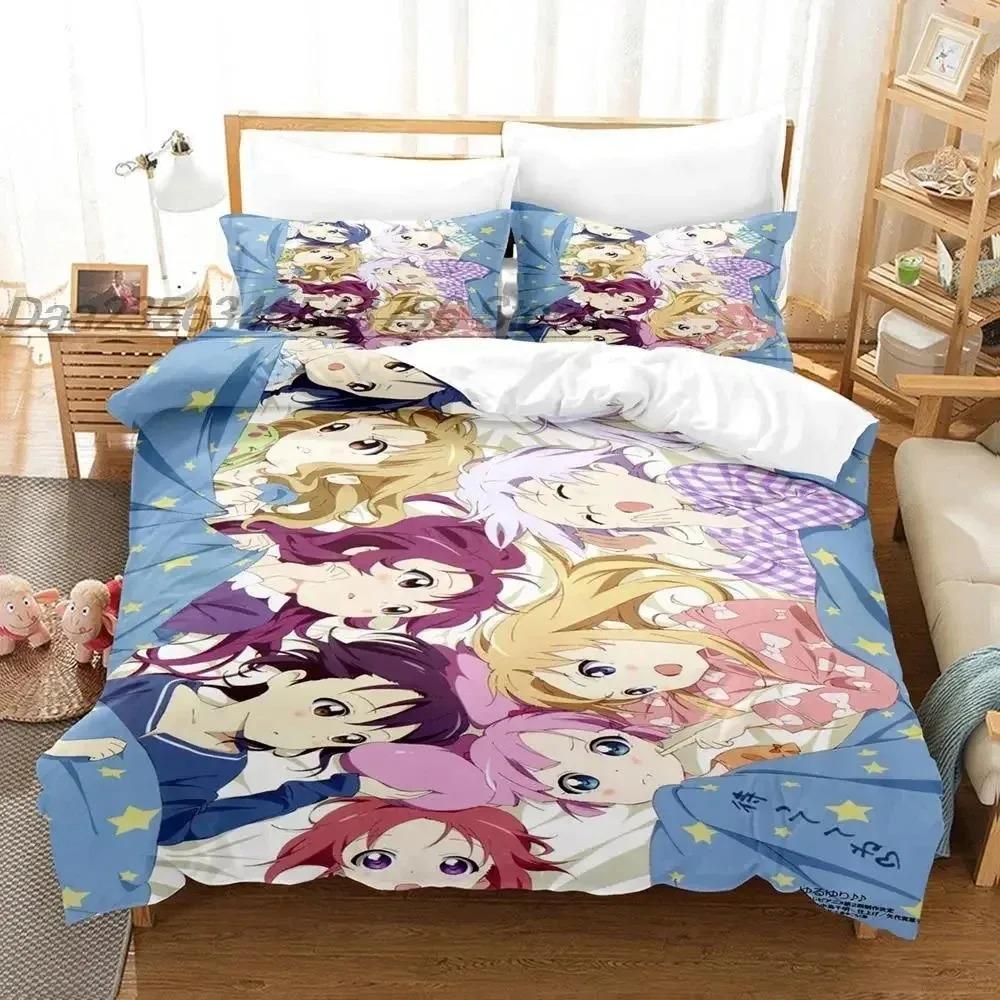 

Yuru Camp Постельный комплект Односпальный Полуторный Двуспальный Квинсайз Кингсайз Комплект для кровати Взрослый Детский Спальня Комплекты пододеяльников 3D принт Аниме комплект простыней AU King 245x210cm