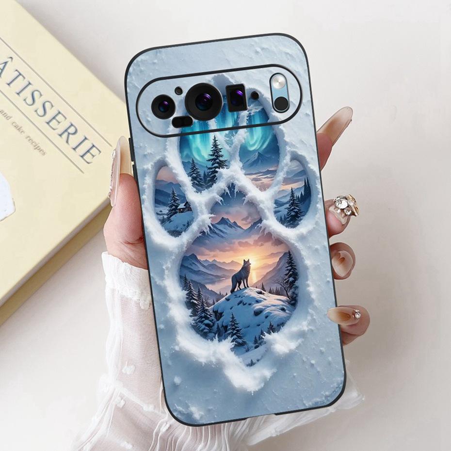 Fashion Painting Phone Case For Google Pixel 9 Pro 9A Black Silicone Soft Cover For Google Pixel9 9A 9Pro Cases Bumpers