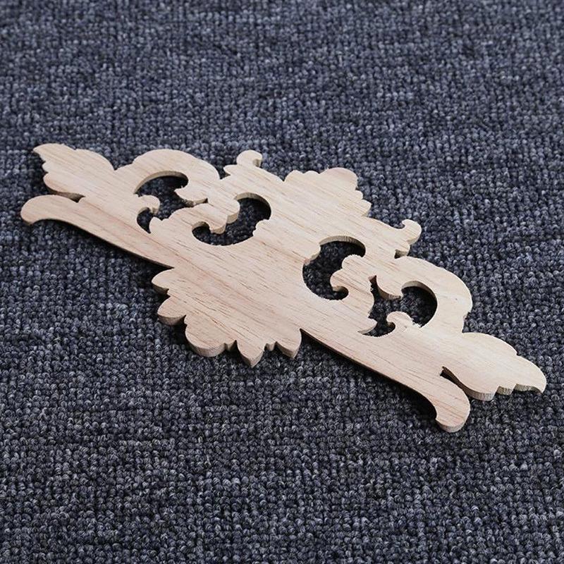 Wood Appliques And Onlays Natural Furniture Wall Door Woodcarving Decorative Long Flower Wooden Figurines Frame