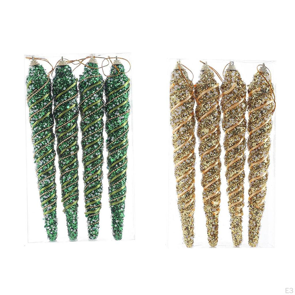 4 Pieces Christmas Hanging Icicles Tree Icicle Decorations Ornaments for