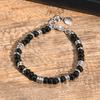 Black Onyx Stones Beaded Bracelets For Women Men Classic Tiger Eye Stones Chain Adjustable Wristband  For Valentine's Day Gift