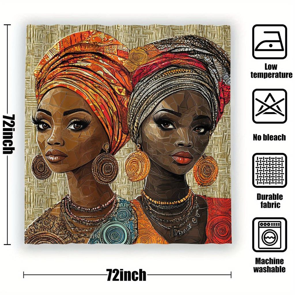 Africa Theme Graphic Art Shower Curtain Tribal Pattern Culture Inspired Home Hotel Bathroom Decor With Hooks