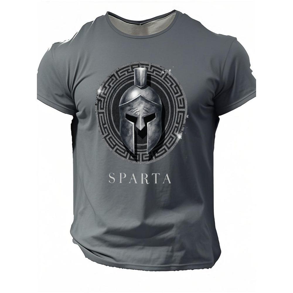 Casual Gradient Color Short Sleeve Top Fashion Men's Spartan Graphic Print T-shirt Oversized Breathable Muscle Crew Neck T Shirt