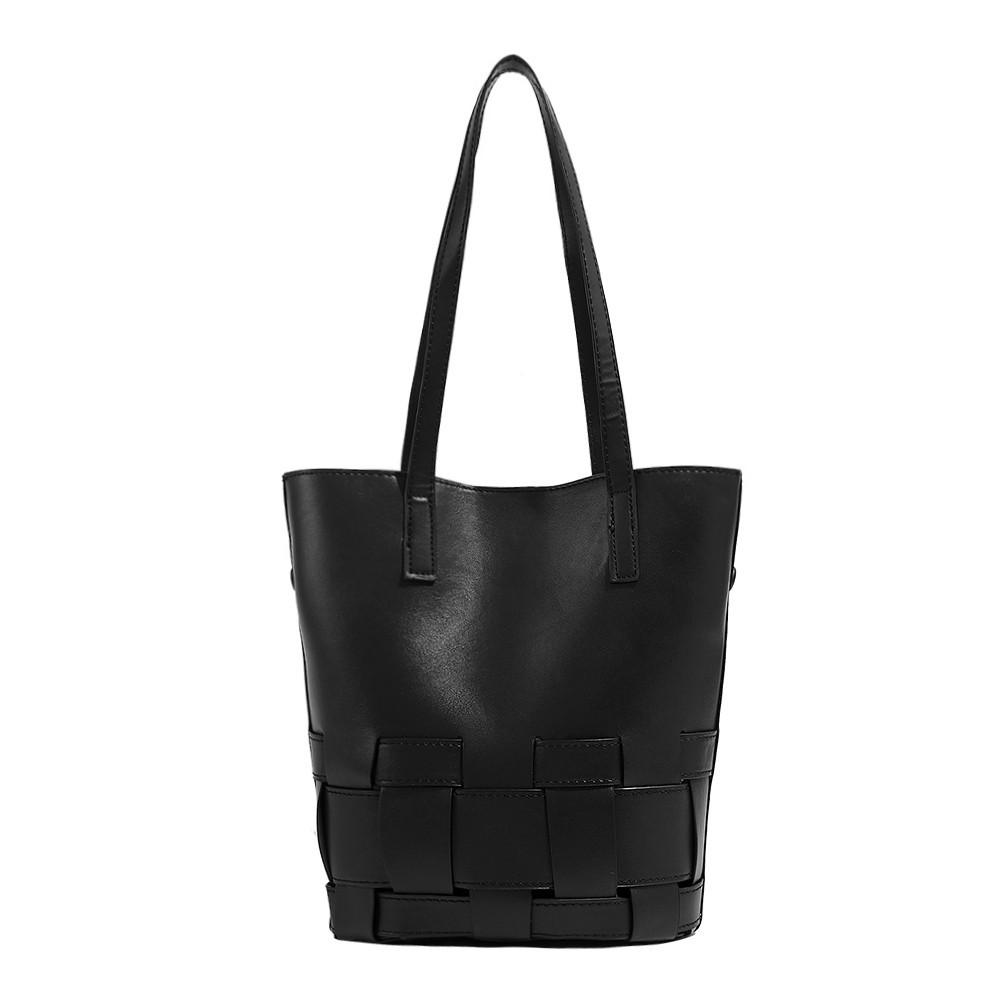 2024 New High-End Woven Fashion Versatile Single Shoulder Bucket Bag Commuting Outgoing Simple Basket Bag for Women Trendy