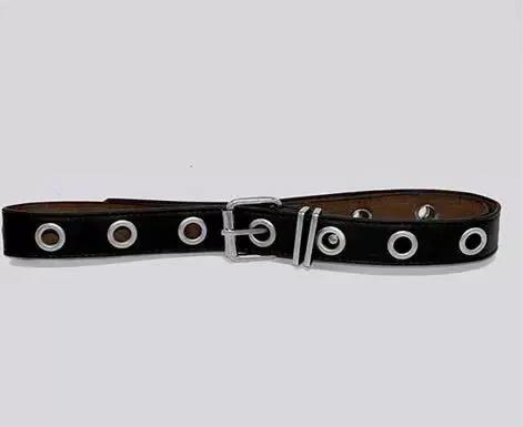 

Enhance Punk Aesthetic with Black Studded Leather Belt; Distinct Women s Goth Rivet Hollow Bullet Belt