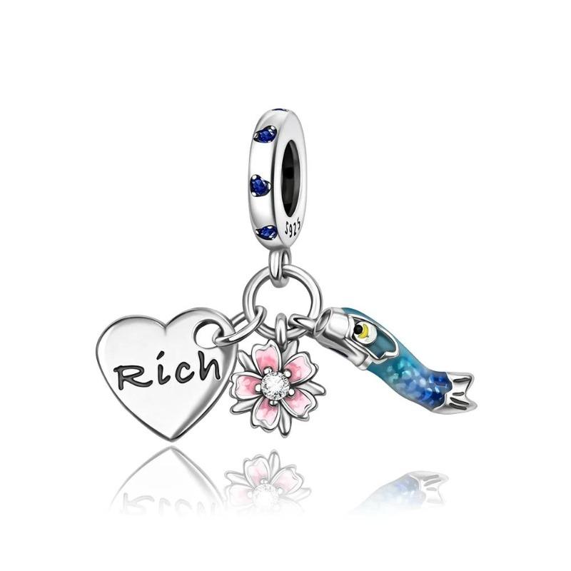 Romantic Copper Flower Charms Bloom Rose Pendants Beads Fit Original Bracelets Necklaces Diy Jewelry Gift For Women