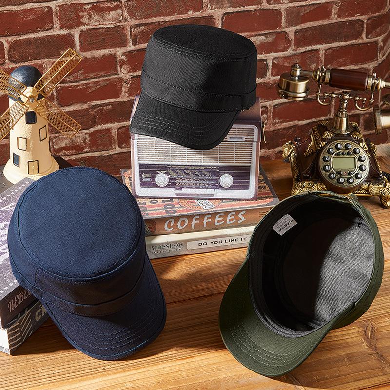 Retro Flat Top Baseball Hat for Men Women Big Size Sun Cap Adjustable Outdoor Visor Dailywear Solid Black 58-62cm