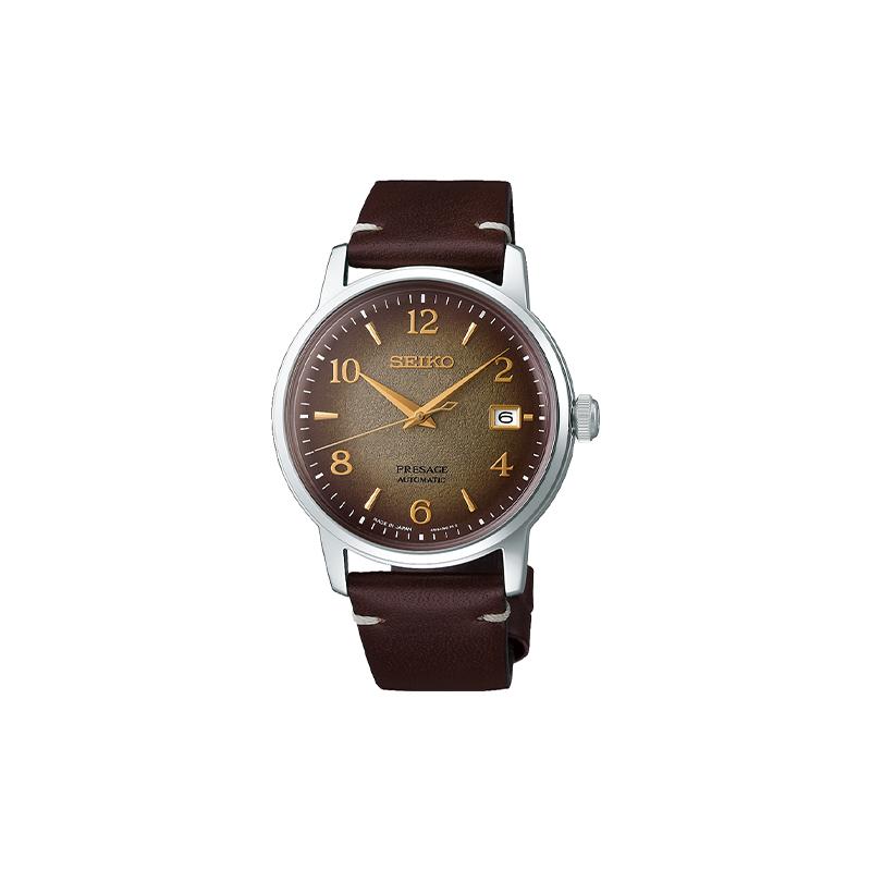 

SEIKO 50 meters waterproof Automatic leather strap same style for men and women brown dial SARY183