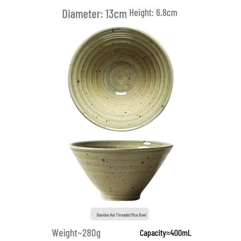 Handmade Japanese Coarse Pottery Rice Bowl - Personalized Ceramic Noodle Bowl