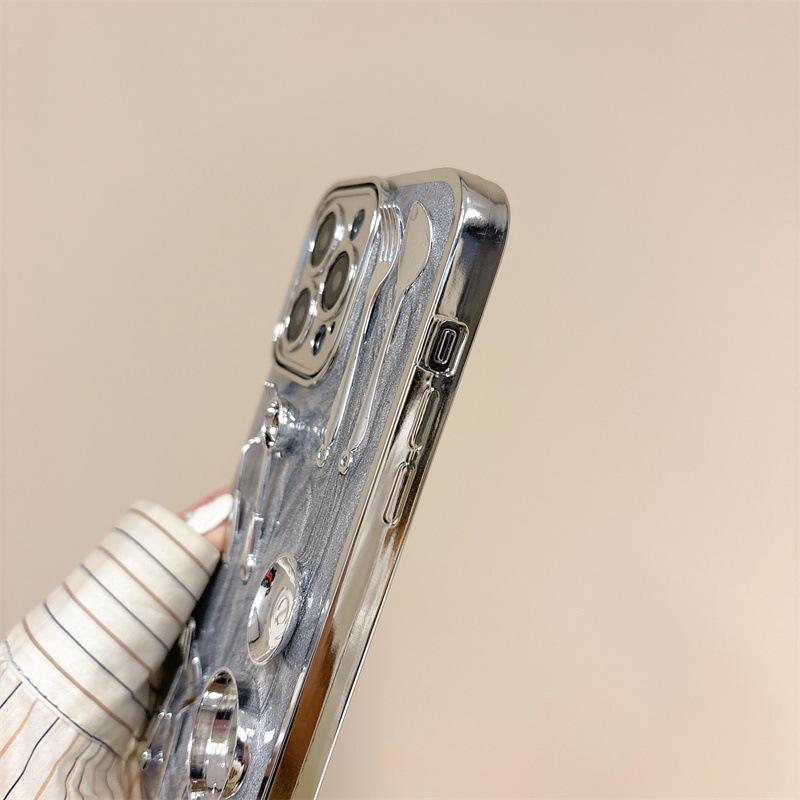 Creative Silicone Protective Cover for Apple 15Promax and 13 Cases, Anti-Fall and Unique Design